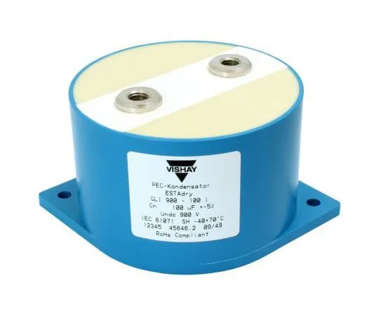 63-8428-26　Vishay 100μF Power Factor Correction Capacitor PFC 900V dc ±5% Tolerance Plug In GLI Series　GLI 900-100 I