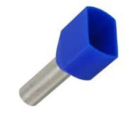 63-8360-14　JST TWE Series Insulated Crimp Bootlace Ferrule, 9mm Pin Length, 2.9mm Pin Diameter, 2 x 2.5mm² Wire Size, Blue　TWE2.5-10