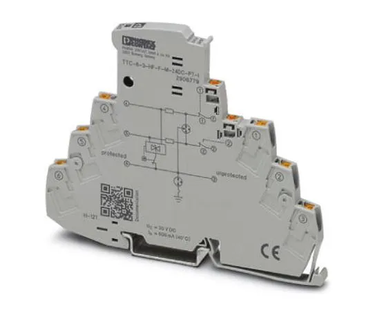 63-8442-21　Phoenix Contact TTC-6-3-HF-F-M-24DC-PT-I Series 30 V dc Maximum Voltage Rating 10 (Discharge)kA Maximum Surge Current　2906779