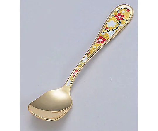 62-6721-85　［Discontinued］SA18-10 Four Seasons (Kambai) Square Ice Cream Spoon (Gold Finish)
