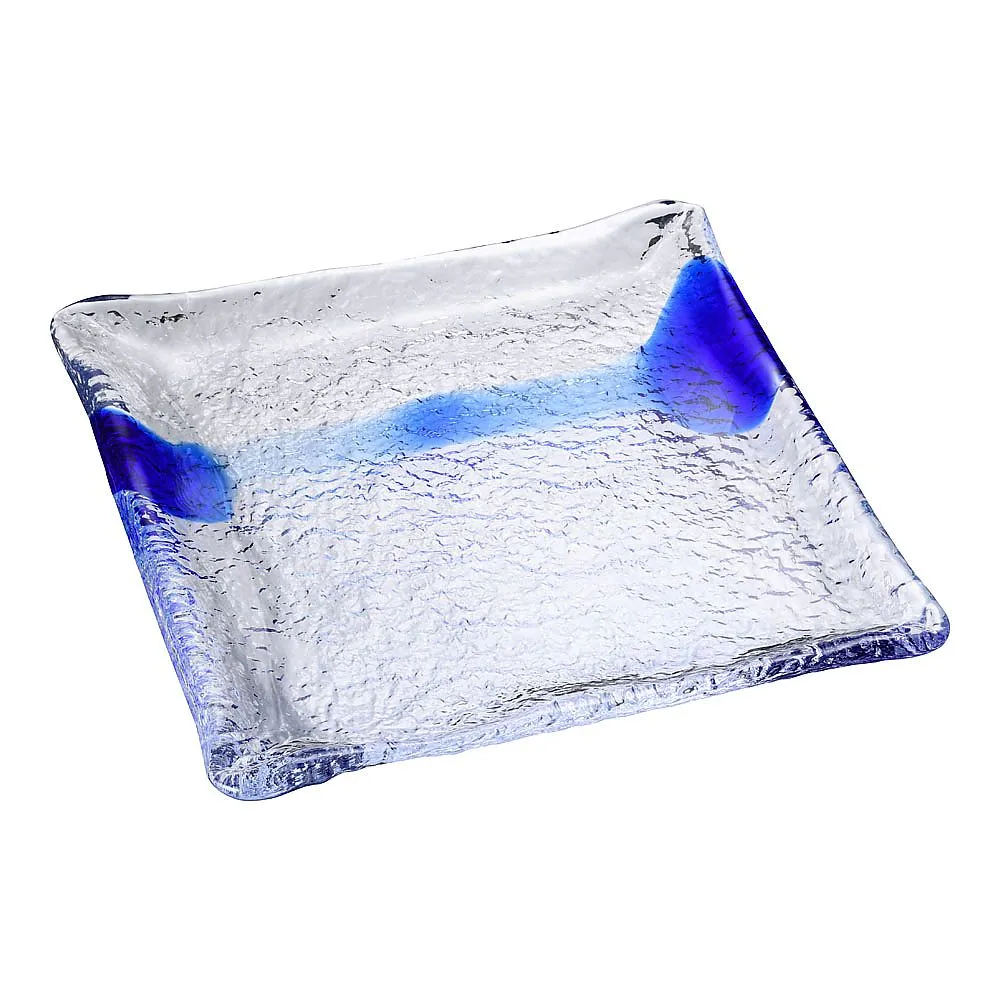62-6845-15　［Discontinued］Glass Japanese Cuisine Itsuba 9-square square square large plate