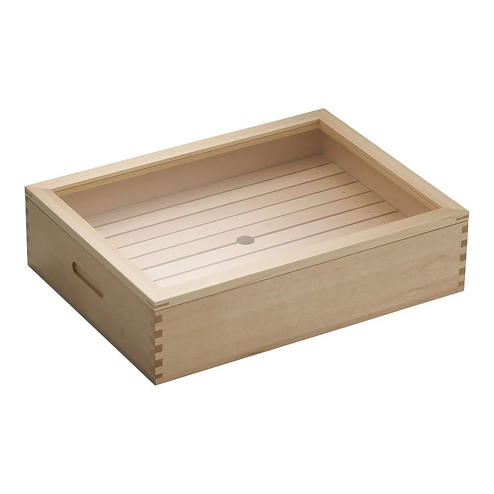 62-6373-93　［Discontinued］Wooden Stock Box Dish with Acrylic Lid, Large