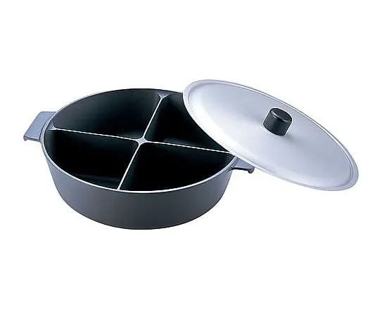 62-6787-26　［Discontinued］Aluminum Pot with Four-Tank Type Fluorine Finish (With Lid) 36 cm