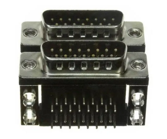 63-8431-26　Norcomp 189 Series, 15 Way Right Angle Stacked PCB D-Sub Connector Male/Male, 2.769mm Pitch, with 4-40 Hex Standoff,　189-015-613R491