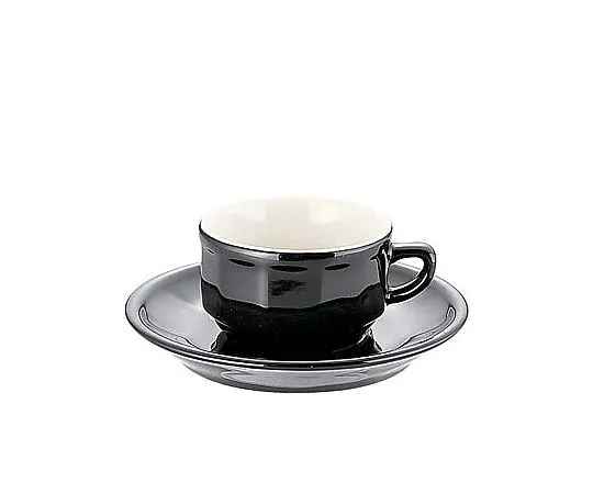 62-6831-38　［Discontinued］Flora Mocha Cup & Saucer (Pack of 6) Black　PTFLMFL