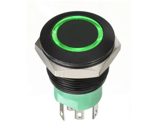 63-9675-58　APEM Double Pole Double Throw (DPDT) Momentary Green LED Push Button Switch, IP67, 19.2 (Dia.)mm, Panel Mount, 30V dc　AV9V0220000870K