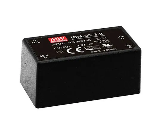 63-8449-42　Mean Well 4.1W 1 Output Encapsulated Switch Mode Power Supply, 111mA, 3.3V dc Encapsulated　IRM-05-3.3
