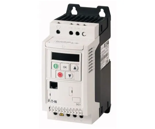 63-8408-15　Eaton Inverter Drive, 3-Phase In 0.75 kW, 400 V ac with EMC Filter, 2.2 A DC1, IP20　185743 & DC1-342D2FN-A20CE1