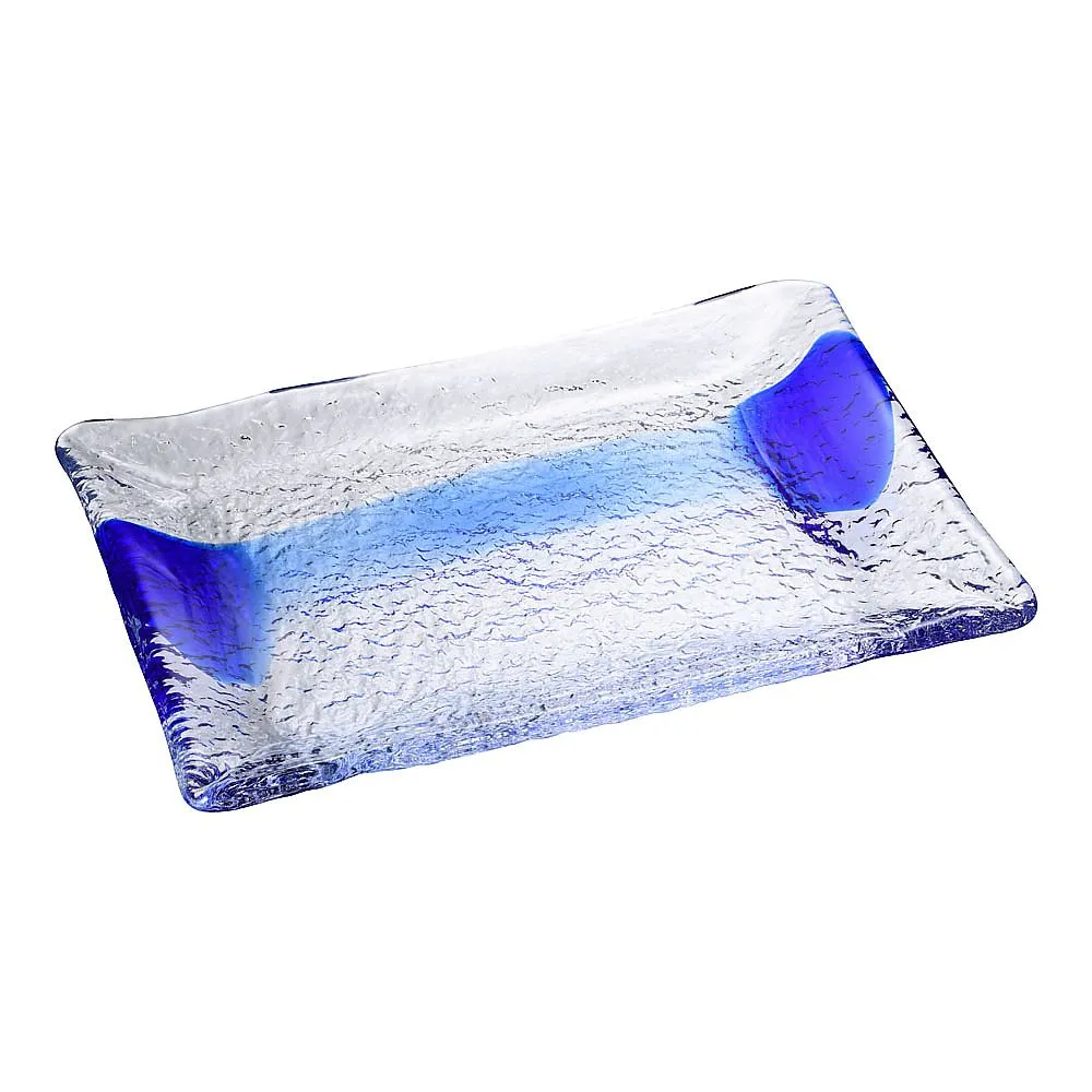 62-6845-07　［Discontinued］Glass Japanese dish 1 stroke 1 long square large plate