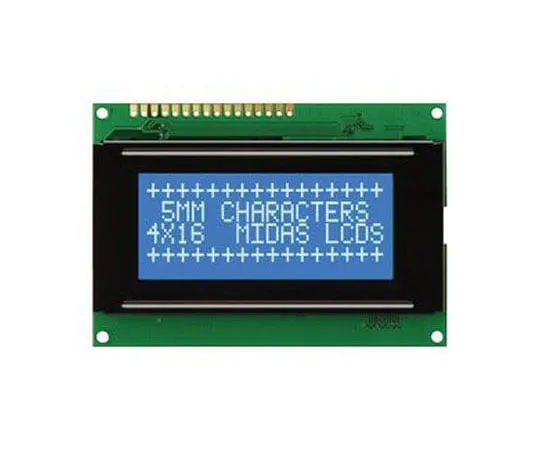 63-8451-08　Midas MC41605A6W-BNMLW-V2 A Alphanumeric LCD Display, Blue on White, 4 Rows by 16 Characters, Transmissive　MC41605A6W-BNMLW-V2