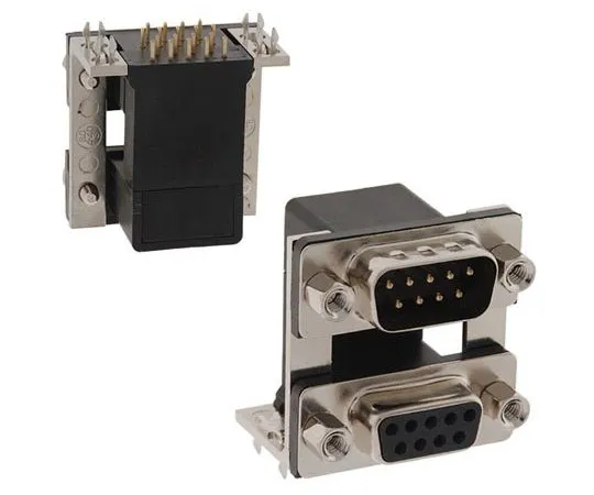 63-8431-16　Norcomp 189 Series, 9 Way Right Angle Stacked PCB D-Sub Connector Male/Female, 2.769mm Pitch, with 4-40 Hex Standoff,　189-009-413R571
