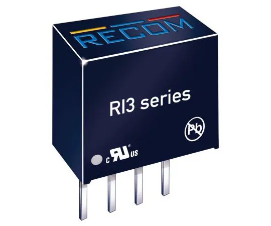 63-8344-29　Recom RI3 3W Isolated DC-DC Converter Through Hole, Voltage in 12 V dc, Voltage out 5V dc　RI3-1205S