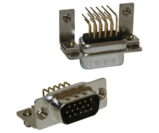 63-8431-65　Norcomp 781, SEAL-D Series, 15 Way Right Angle Plug-In Mount PCB D-sub Connector Plug, 2.286mm Pitch, with #4-40 Insert　781-M15-113R141