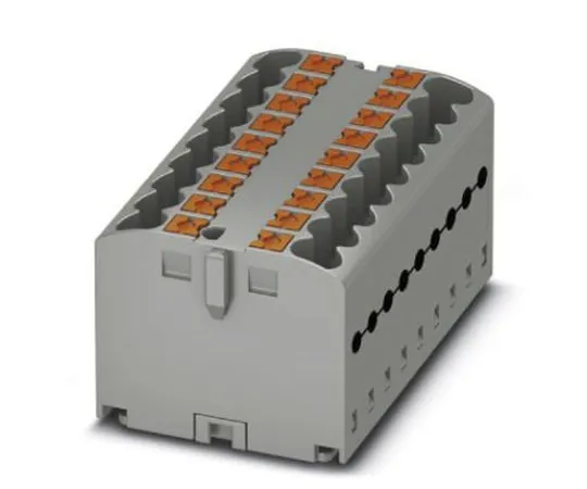 63-9680-51　Phoenix Contact PTFIX 18X2.5-G GY Non-F***d Terminal Block, 18 Way/Pole, Push In Terminals, 26 → 12 AWG, 500 V　3273438