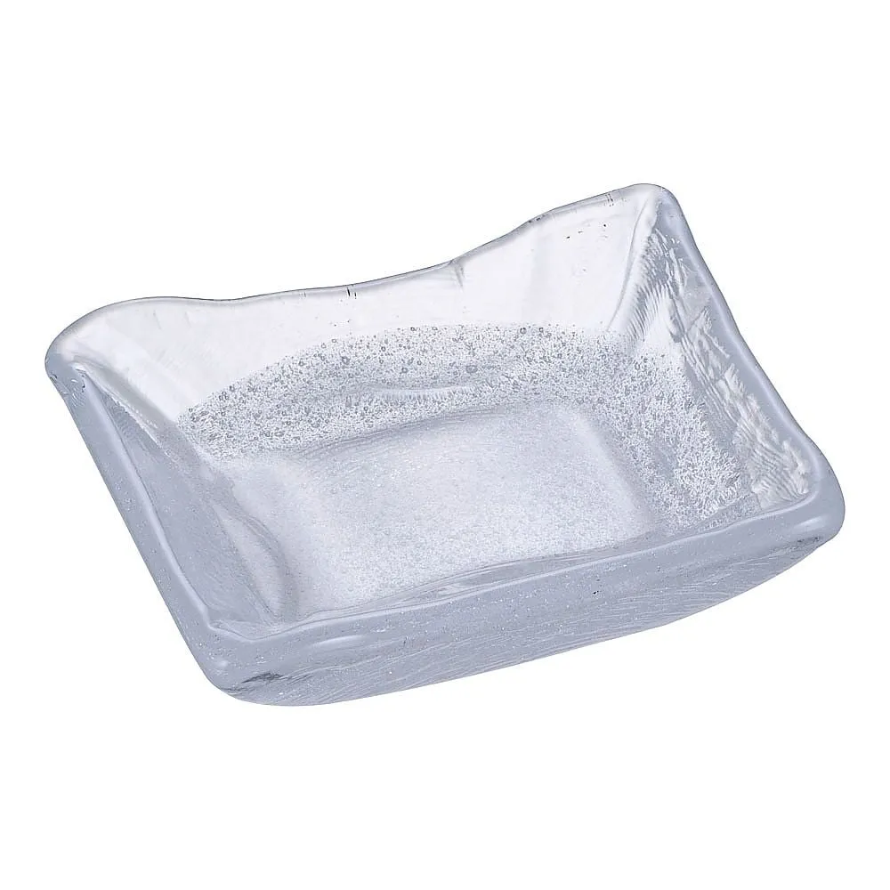 62-6845-44　［Discontinued］Glass Japanese Cuisine Shirayuki 4 Long Square Mame Plate