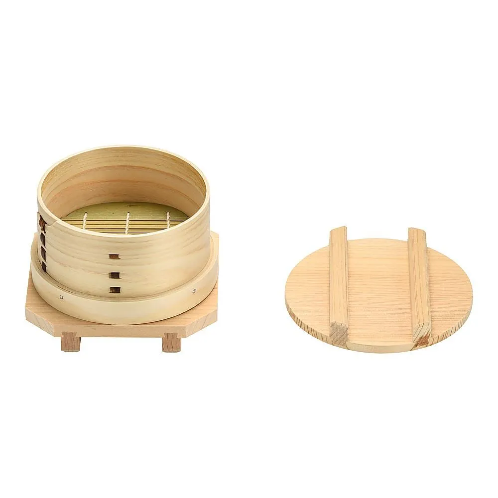 62-6793-31　［Discontinued］MaruY Hinoki Wappa Seiro Set 12 cm (With Lid, Sweetskin and Base)