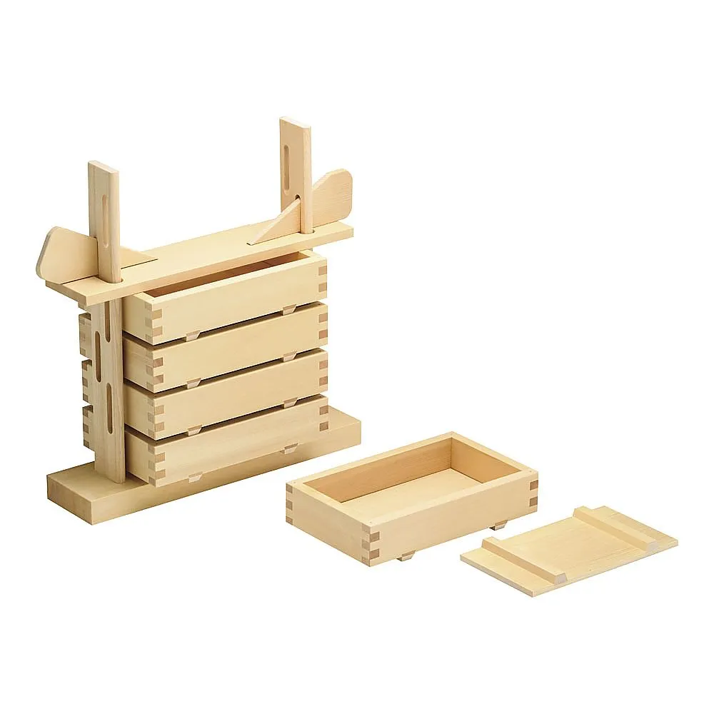 62-6473-91　［Discontinued］Wooden Sushi 5-Level Set (Hinoki Wood)