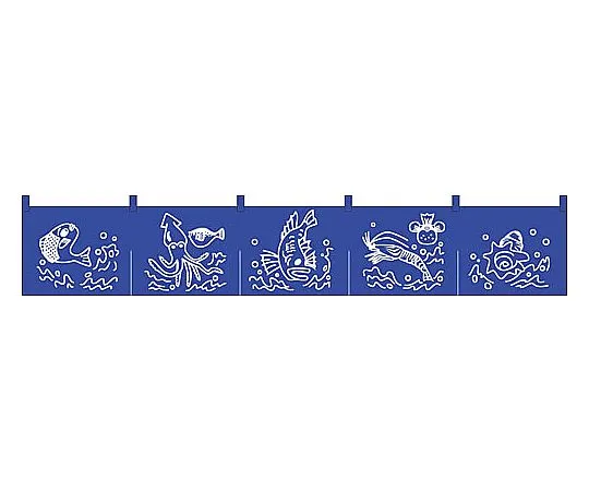 62-6318-45　［Discontinued］Noren Fish and Wave Pattern　K16-4-A