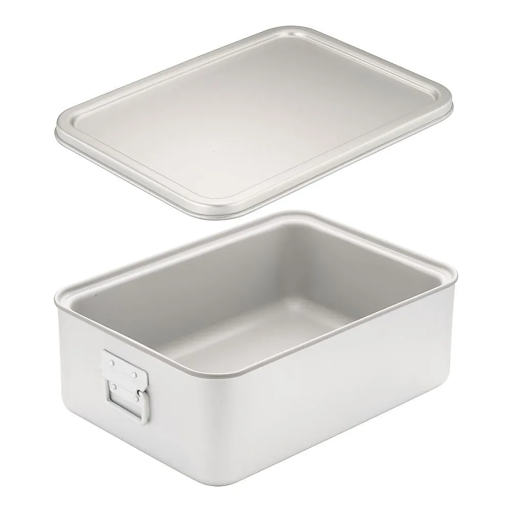 62-6375-93　［Discontinued］Aluminum Square Double Rice Can (With Lid) (Inner Smiflon)　264-AS