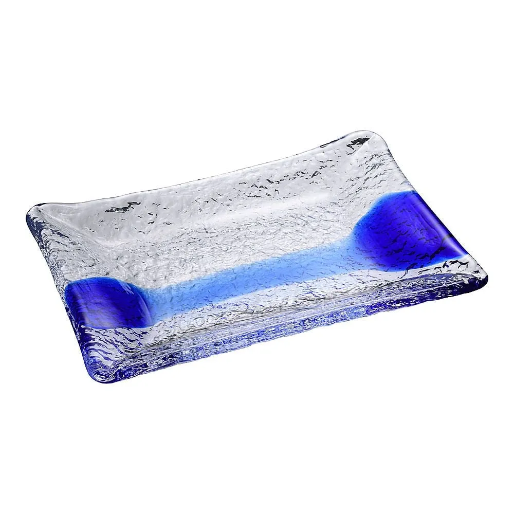 62-6845-08　［Discontinued］Glass Japanese Cuisine Itagaki 2 Long Square Medium Plate