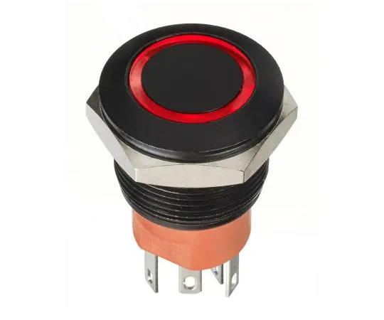 63-9675-60　APEM Double Pole Double Throw (DPDT) Momentary Red LED Push Button Switch, IP67, 19.2 (Dia.)mm, Panel Mount, 30V dc　AV960220000870K