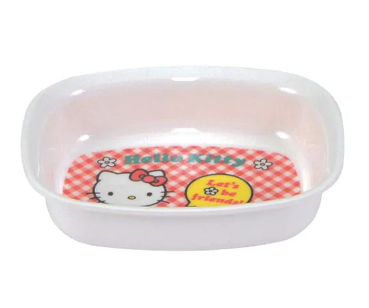 63-7201-56　［Discontinued］Melamine Children's Tableware New Kitty Square Bowl MC-39NK　0382100
