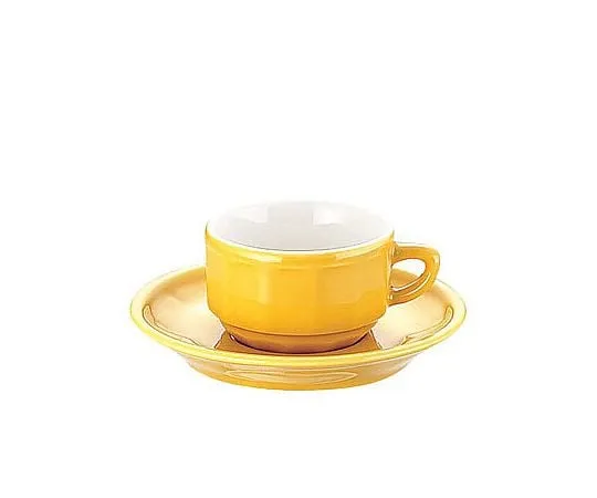 62-6831-39　［Discontinued］Flora Mocha Cup & Saucer (Pack of 6) Yellow　PTFLMFL