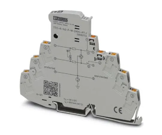 63-8442-15　Phoenix Contact TTC-6-1X2-F-M-24DC-PT-I Series 30 V dc Maximum Voltage Rating 10 (Discharge)kA Maximum Surge Current　2906772