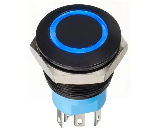 63-9675-57　APEM Double Pole Double Throw (DPDT) Momentary Blue LED Push Button Switch, IP67, 19.2 (Dia.)mm, Panel Mount, 30V dc　AV910220000870K