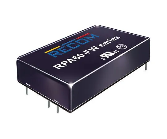 63-8385-91　Recom RPA60-FW 60W Isolated DC-DC Converter Through Hole, Voltage in 9 → 36 V dc, Voltage out 5V dc Railway　RPA60-2405SFW/P