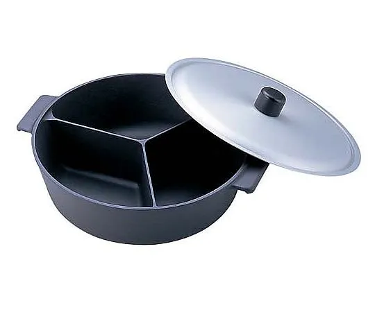 62-6787-24　［Discontinued］Aluminum Pot with 3-Tank Type Fluorine Finish (with Lid) 30 cm