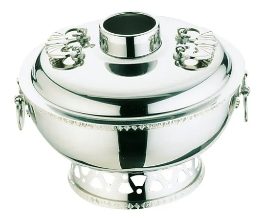 62-6786-33　［Discontinued］UK18-8 Kaminarimon Fuchi Hoko Hot Pot (for Gas) 23 cm