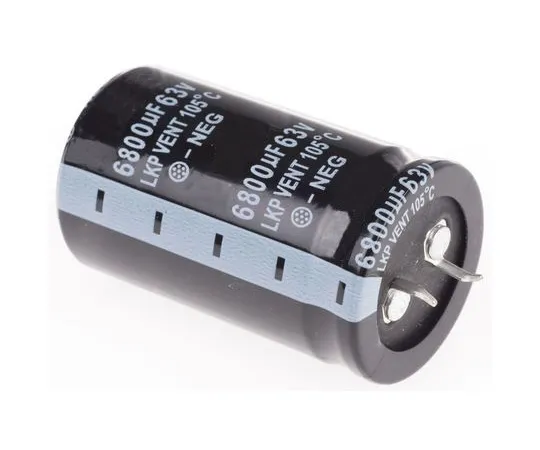 64-0317-85　RS PRO 6800μF 63V dc Aluminium Electrolytic Capacitor, Through Hole 30 (Dia.) x 50mm +105°C 30mm 10mm 50mm　170-1042
