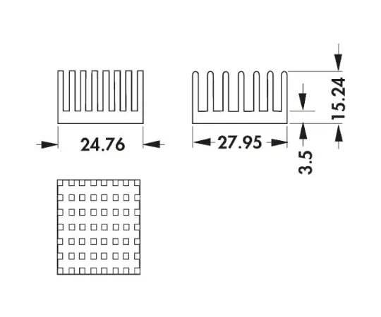 64-0199-40　Heatsink, PGA, 10.9K/W, 27.95 x 24.76 x 15.24mm, Adhesive Foil, Conductive Foil　ICK PGA 11x11