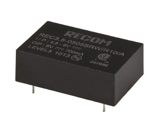 64-0318-15　Recom REC3.5 3.5W Isolated DC-DC Converter Through Hole, Voltage in 4.5 → 9 V dc, Voltage out 12V dc　REC3.5-0512SRW/R10/A