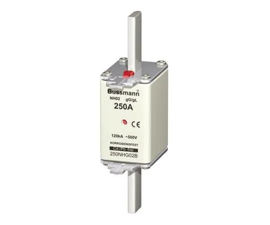 64-0307-19　Cooper Bussmann 250A 02 NH Centred Tag F***, gG - gL, 500V ac　250NHG02B