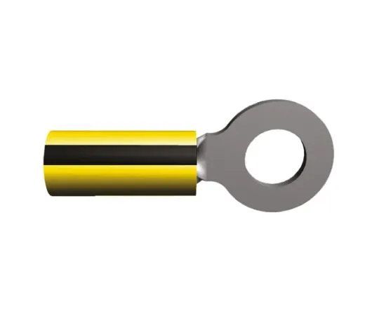 64-0221-43　TE Connectivity PLASTI-GRIP Series Insulated Crimp Ring Terminal, M6 (1/4) Stud Size, 1mm² to 2.6mm² Wire Size, Yellow　35349