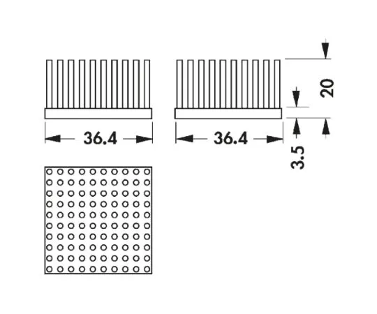 64-0199-44　Heatsink, PGA, 3.2K/W, 36.4 x 36.4 x 20mm, Adhesive Foil, Conductive Foil　ICK S 36x36x20