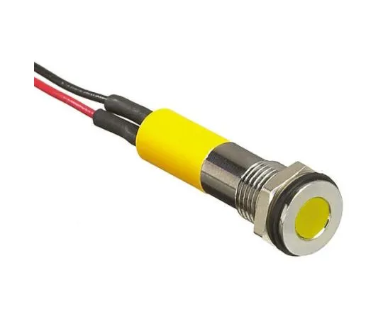 64-0280-81　RS PRO Yellow Indicator, 12 V dc, 6mm Mounting Hole Size, Lead Wires Termination, IP67　700-1817
