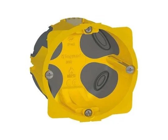 64-0312-71　Legrand Ecobatibox Yellow Plastic Back Box, NF, IP00, Drylining Mount, 1 Gangs　0 800 21
