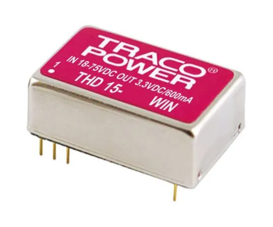 64-0322-58　TRACOPOWER THD 15WIN 15W Isolated DC-DC Converter Through Hole, Voltage in 9 → 36 V dc, Voltage out 3.3V dc　THD 15-2410WIN
