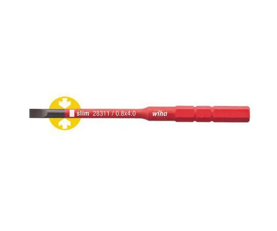 64-0320-14　Wiha Tools Slotted Driver Bit, 1.2 x 6.5 x 75 mm　34582