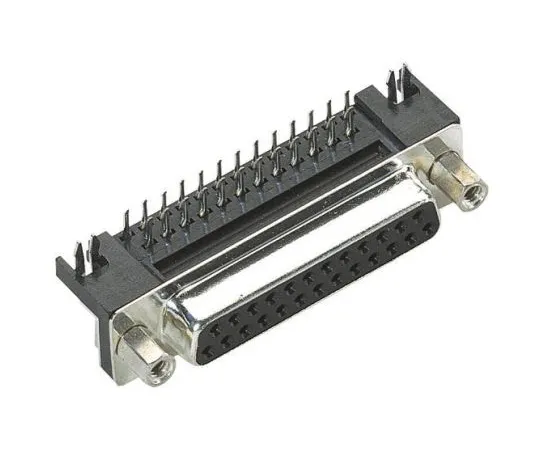 64-0265-21　Harting 25 Way Right Angle Through Hole PCB D-sub Connector Socket, 2.77mm Pitch, with 4-40 UNC Threaded Inserts,　09683537612