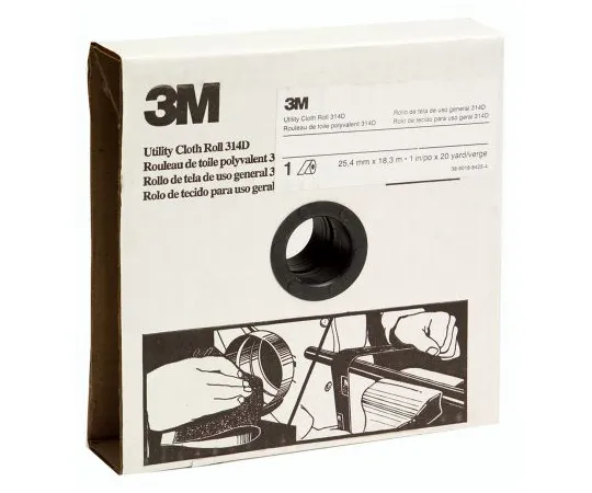 64-0327-03　3M Aluminium Oxide Very Fine Abrasive Cloth Roll, 25m x 38mm　3M 314D P180 38MMX25M 5RLS/CTN