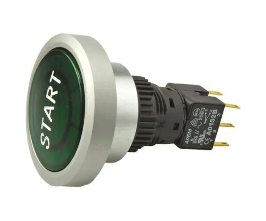 64-0268-28　Apem Double Pole Double Throw (DPDT) Momentary Push Button Switch, IP65, Panel Mount, Start　A9PFB1Y2BSP4