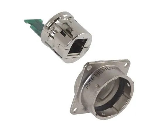 64-0272-83　Amphenol Female Square Flange Panel Mount IP67 RJ45 Connector, LAN Category Cat5e　RJF22N01