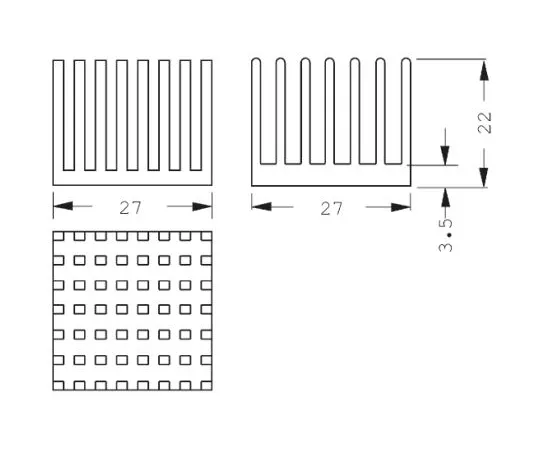 64-0199-41　Heatsink, BGA, 13.5K/W, 27 x 27 x 22mm, Adhesive Foil, Conductive Foil　ICK BGA 27x27x22