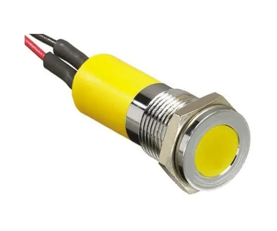 64-0307-54　RS PRO Yellow Indicator, 12 V dc, 14mm Mounting Hole Size, Lead Wires Termination, IP67　703-8939