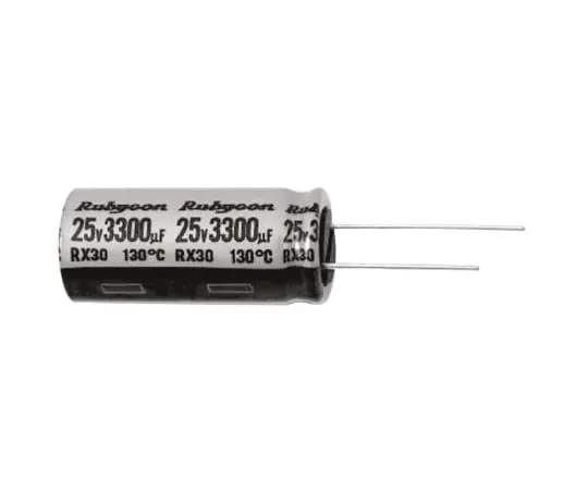 64-0311-18　Rubycon 100μF 63V dc Aluminium Electrolytic Capacitor, Through Hole 10 (Dia.) x 16mm +130°C 10mm 5mm　63RX30100M10X16
