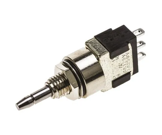 64-0301-04　KNITTER-SWITCH Single Pole Double Throw (SPDT) Latching Miniature Push Button Switch, IP67, 5.6 (Dia.)mm, Panel Mount,　MPE106D